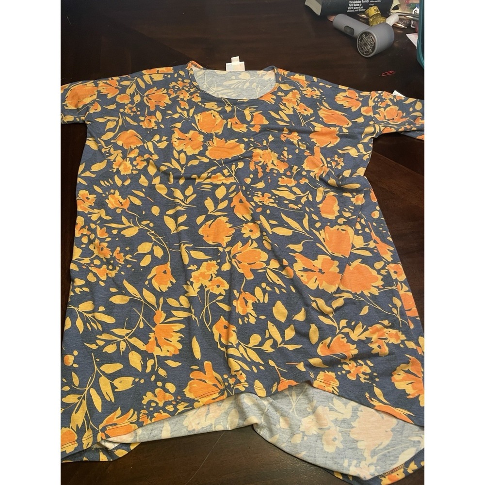 Lularoe Irma Blue Orange Floral Shirt XS NWT